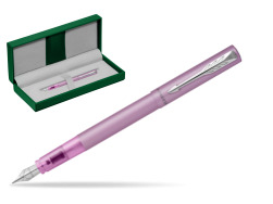Parker Vector XL Lilac Fountain Pen in the green leather box