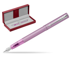 Parker Vector XL Lilac Fountain Pen in the red leather box