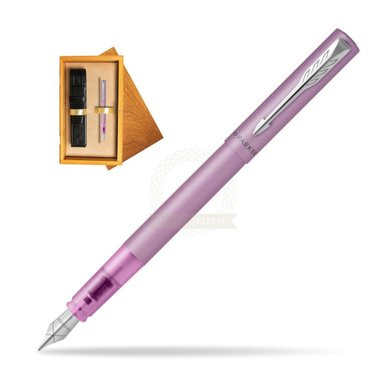 Parker Vector XL Lilac Penna Stilografica in single wooden box Honey Single Ecru