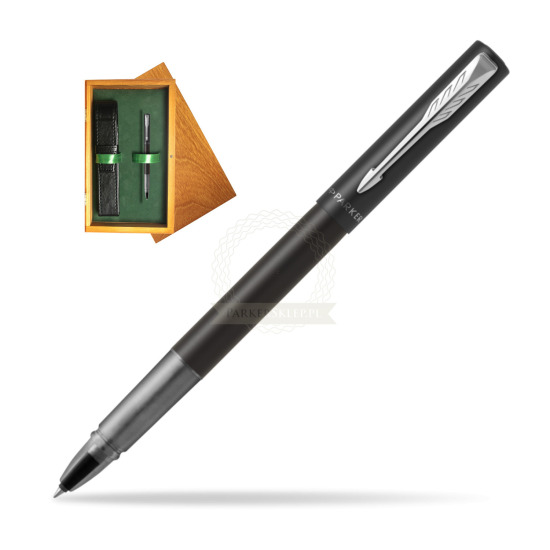 Parker Vector XL Black Penna Rollerball in single wooden box Honey Single Green
