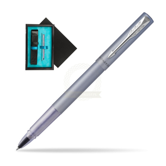 Parker Vector XL Silver Blue Rollerball in single wooden box Black Single Turquoise