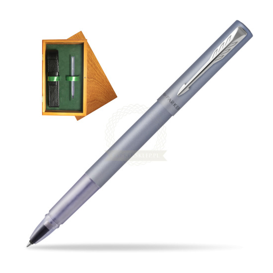Parker Vector XL Silver Blue Rollerball in single wooden box Honey Single Green
