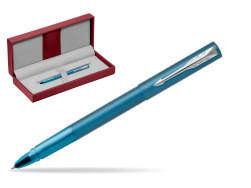 Parker Vector XL Teal Rollerball Pen in the red leather box