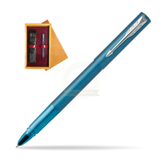 Parker Vector XL Teal Rollerball in single wooden box Honey Single Maroon