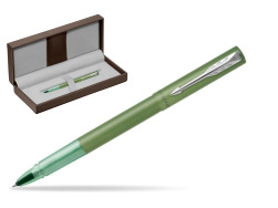 Vector XL Green Rollerball Pen in the brown leather box