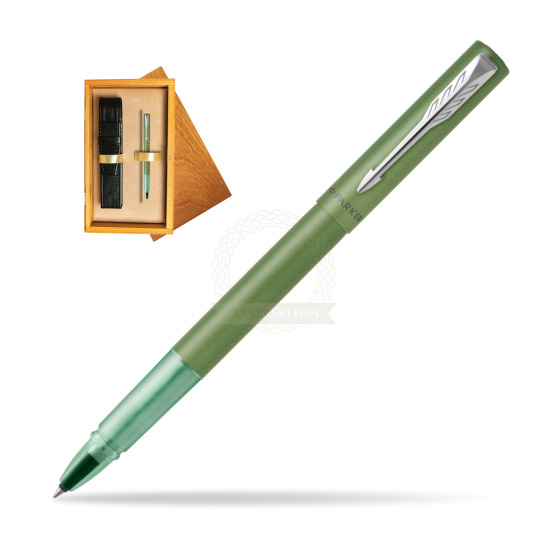Vector XL Green Rollerball in single wooden box Honey Single Ecru