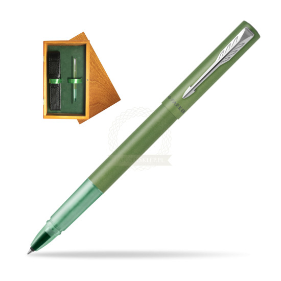 Vector XL Green Rollerball in single wooden box Honey Single Green