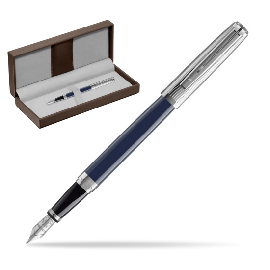 Waterman EXCEPTION L'ESSENCE DU BLUE CT Fountain pen in the brown leather box