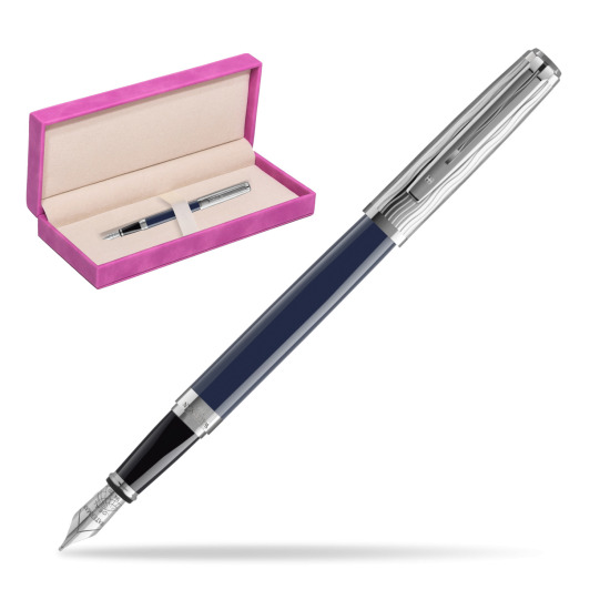 Waterman EXCEPTION L'ESSENCE DU BLUE CT Fountain pen in suede box fuchsia