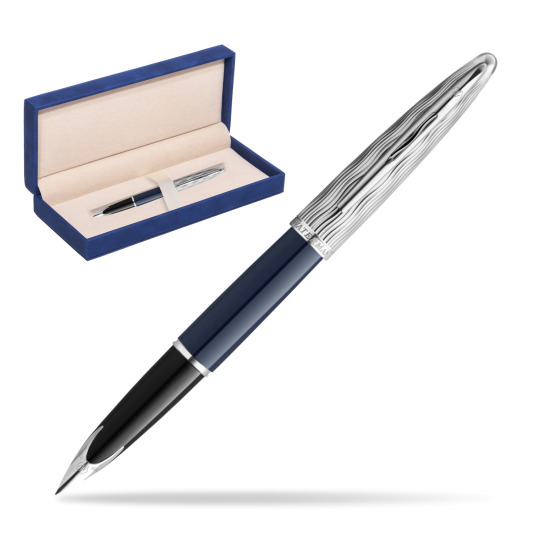 Waterman CARÈNE L'ESSENCE DU BLUE CT Fountain pen in suede box navy blue