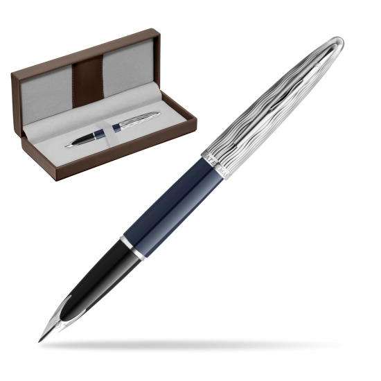 Waterman CARÈNE L'ESSENCE DU BLUE CT Fountain pen in the brown leather box
