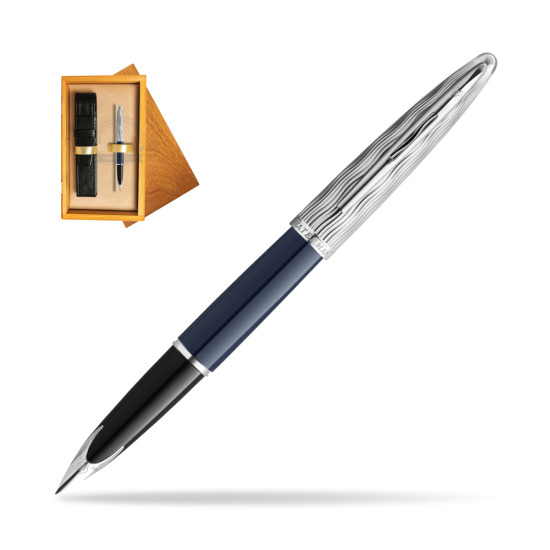 Waterman CARÈNE L'ESSENCE DU BLUE CT Fountain pen in single wooden box Honey Single Ecru