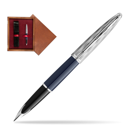 Waterman CARÈNE L'ESSENCE DU BLUE CT Fountain pen in single wooden box Mahogany Single Maroon