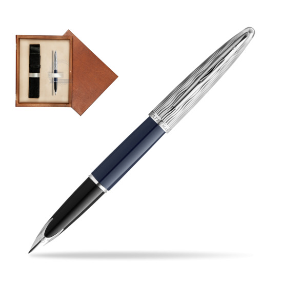 Waterman CARÈNE L'ESSENCE DU BLUE CT Fountain pen in single wooden box Mahogany Single Ecru