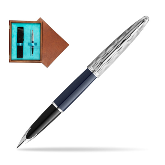 Waterman CARÈNE L'ESSENCE DU BLUE CT Fountain pen in single wooden box Mahogany Single Turquoise 
