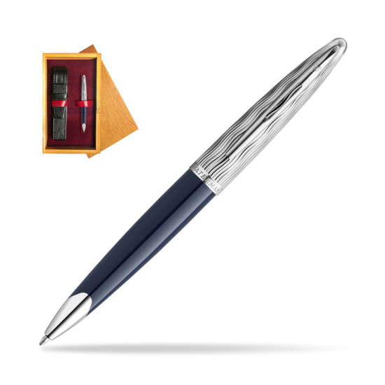 Waterman CARÈNE L'ESSENCE DU BLUE CT Ballpoint pen in single wooden box Honey Single Maroon