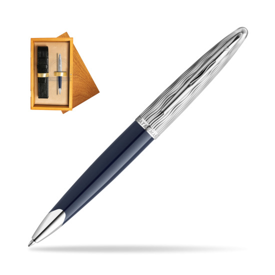 Waterman CARÈNE L'ESSENCE DU BLUE CT Ballpoint pen in single wooden box Honey Single Ecru