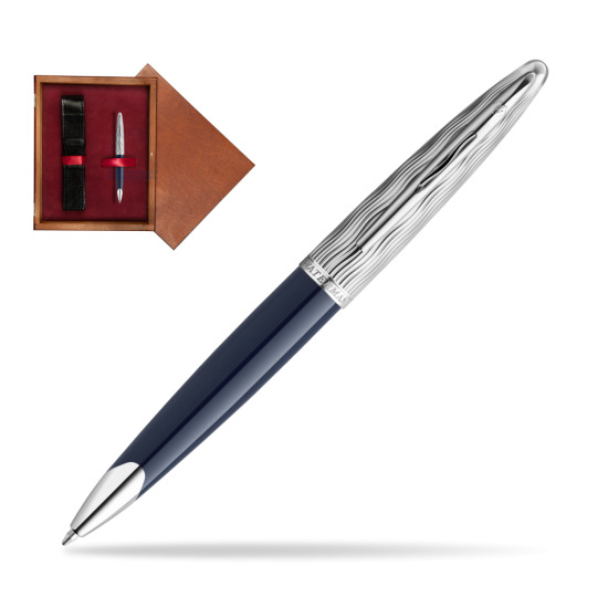 Waterman CARÈNE L'ESSENCE DU BLUE CT Ballpoint pen in single wooden box Mahogany Single Maroon
