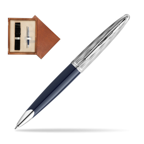 Waterman CARÈNE L'ESSENCE DU BLUE CT Ballpoint pen in single wooden box Mahogany Single Ecru