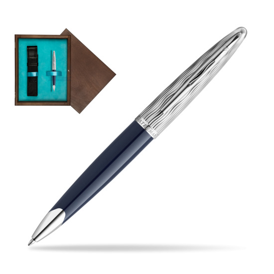 Waterman CARÈNE L'ESSENCE DU BLUE CT Ballpoint pen in single wooden box Wenge Single Turquoise 