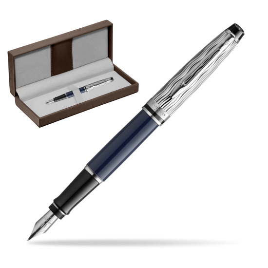 Waterman EXPERT L'ESSENCE DU BLUE CT Fountain pen in the brown leather box