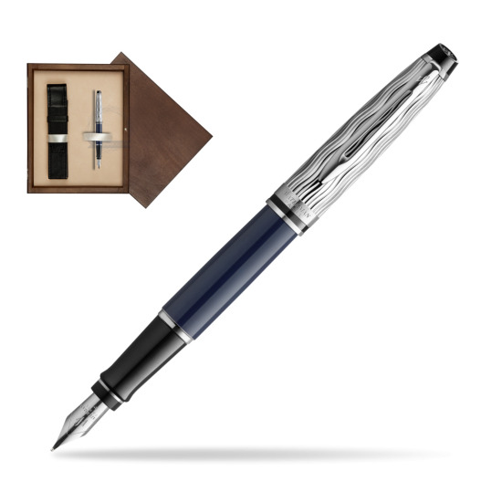 Waterman EXPERT L'ESSENCE DU BLUE CT Fountain pen in single wooden box Wenge Single Ecru