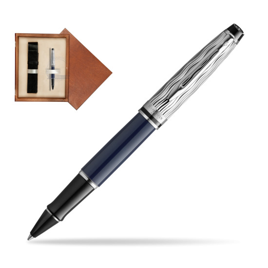 Waterman EXPERT L'ESSENCE DU BLUE CT Rollerball pen in single wooden box Mahogany Single Ecru