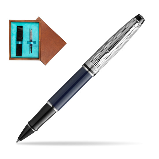 Waterman EXPERT L'ESSENCE DU BLUE CT Rollerball pen in single wooden box Mahogany Single Turquoise 