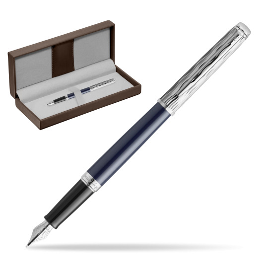 Waterman HÉMISPHÈRE L'ESSENCE DU BLUE CT Fountain Pen in the brown leather box