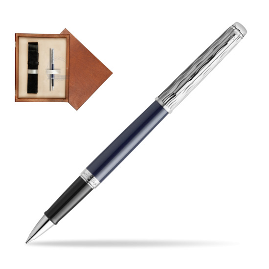 Waterman HÉMISPHÈRE L'ESSENCE DU BLUE CT Rollerball pen in single wooden box Mahogany Single Ecru