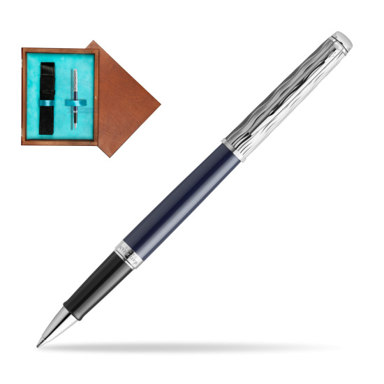 Waterman HÉMISPHÈRE L'ESSENCE DU BLUE CT Rollerball pen in single wooden box Mahogany Single Turquoise 