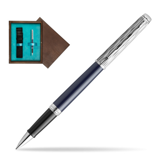 Waterman HÉMISPHÈRE L'ESSENCE DU BLUE CT Rollerball pen in single wooden box Wenge Single Turquoise 
