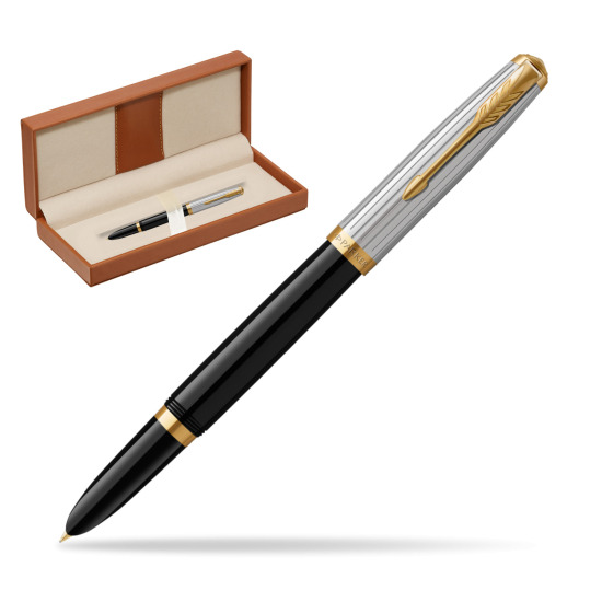Parker 51 PREMIUM BLACK GT Penna Stilografica  in classic box brown