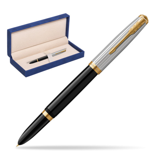 Parker 51 PREMIUM BLACK GT Penna Stilografica in suede box navy blue