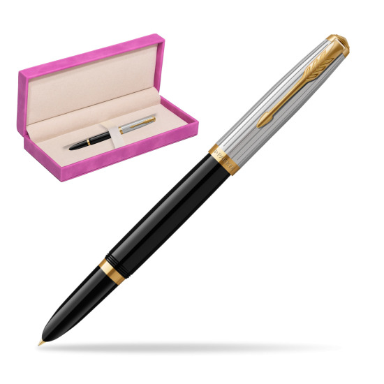 Parker 51 PREMIUM BLACK GT Penna Stilografica in suede box fuchsia