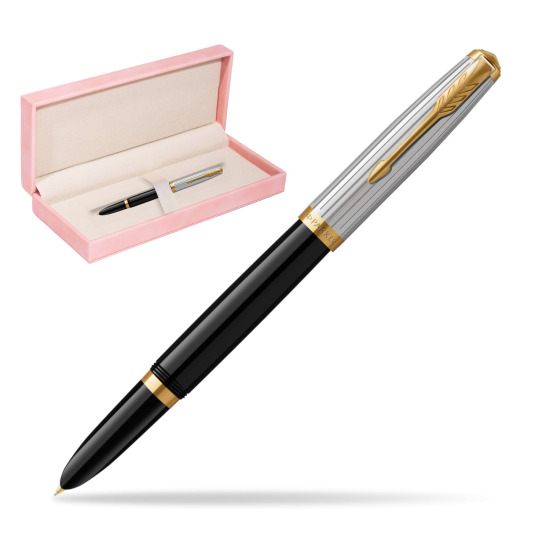 Parker 51 PREMIUM BLACK GT Penna Stilografica in suede box pink