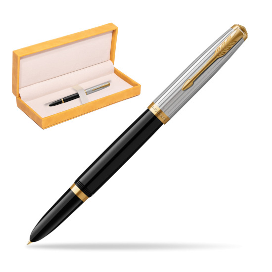 Parker 51 PREMIUM BLACK GT Penna Stilografica in suede box yellow
