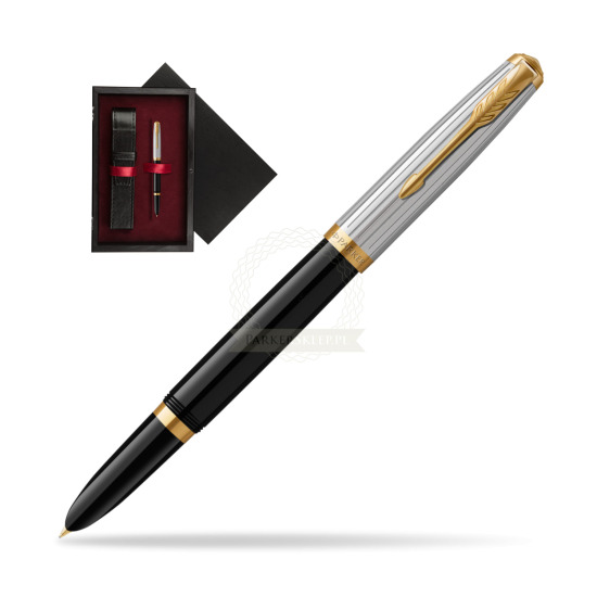 Parker 51 PREMIUM BLACK GT Penna Stilografica in single wooden box Black Single Maroon
