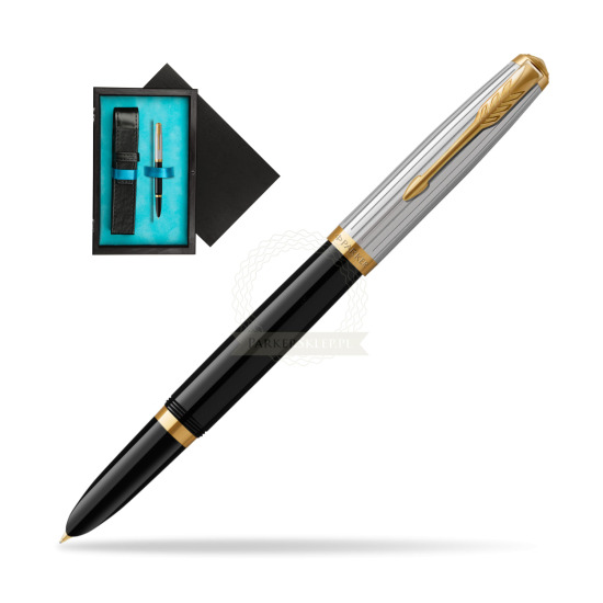 Parker 51 PREMIUM BLACK GT Penna Stilografica in single wooden box Black Single Turquoise