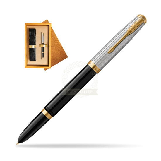 Parker 51 PREMIUM BLACK GT Penna Stilografica in single wooden box Honey Single Ecru