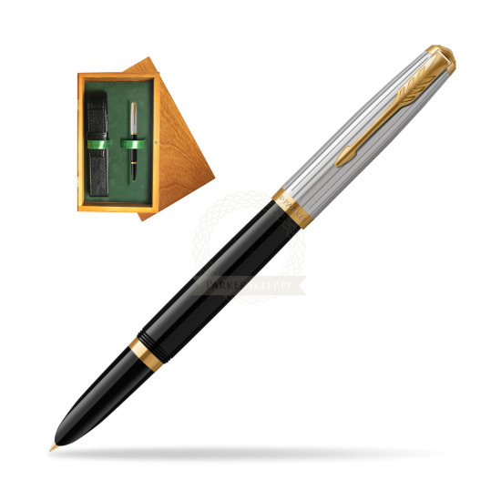 Parker 51 PREMIUM BLACK GT Penna Stilografica in single wooden box Honey Single Green