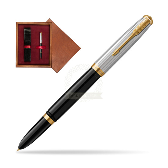 Parker 51 PREMIUM BLACK GT Penna Stilografica in single wooden box Mahogany Single Maroon