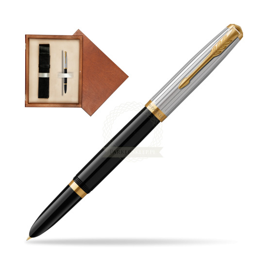 Parker 51 PREMIUM BLACK GT Penna Stilografica in single wooden box Mahogany Single Ecru