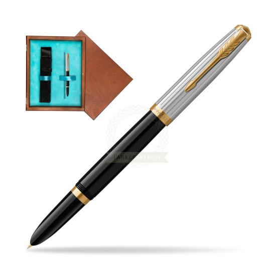 Parker 51 PREMIUM BLACK GT Penna Stilografica in single wooden box Mahogany Single Turquoise 