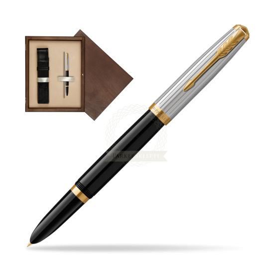 Parker 51 PREMIUM BLACK GT Penna Stilografica in single wooden box Wenge Single Ecru