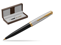 Parker 51 PREMIUM BLACK GT Ballpoint Pen in the brown leather box