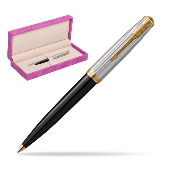 Parker 51 PREMIUM BLACK GT Penna a Sfera in suede box fuchsia