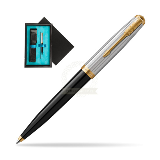 Parker 51 PREMIUM BLACK GT Penna a Sfera in single wooden box Black Single Turquoise