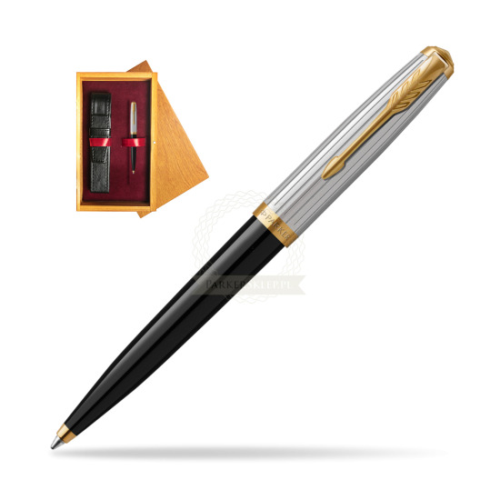 Parker 51 PREMIUM BLACK GT Penna a Sfera in single wooden box Honey Single Maroon