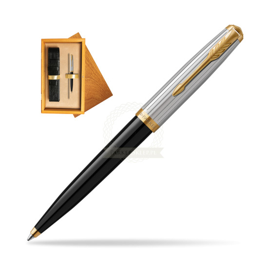 Parker 51 PREMIUM BLACK GT Penna a Sfera in single wooden box Honey Single Ecru